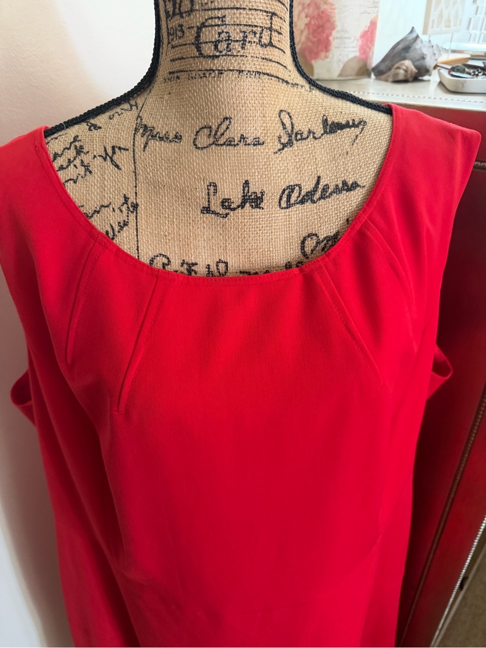 Jones New York Red Sleeveless Scoop Neck A-Line Dress